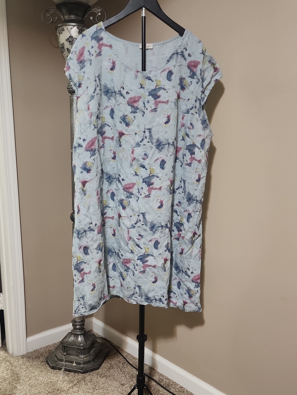 Light Blue Floral Midi Shift Dress - Casual Women's Summer Dress